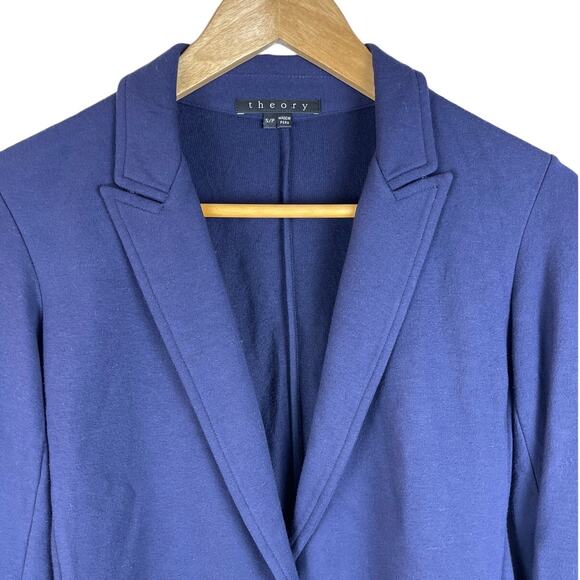 Theory 3/4 Sleeve Buttery Soft Modal Navy Single Button Blazer Size‎ Small - Picture 4 of 10
